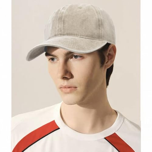 Unisex Washed Cotton Baseball Cap Casual Vintage Dad Hat - color: Beige