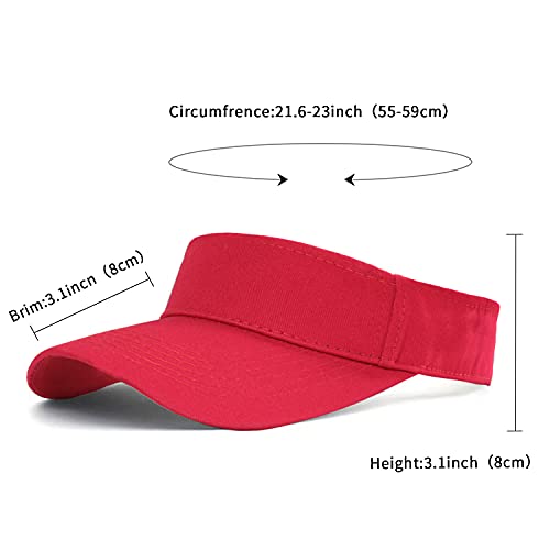 HH HOFNEN Sports Sun Visor Hats Cotton Adjustable Golf Caps for Men Women - color: #1b Red