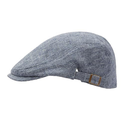 ZLYC Men Summer Flat Cap Scally Ivy Gatsby Newsboy Beret Driver Hat - color: Plain Blue
