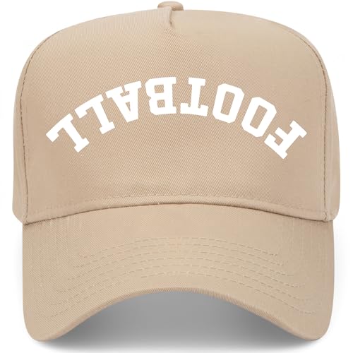 Football Upside Down Reversed Vintage Trucker Hat | Premium Snapback Baseball Hat for Men & Women - color: Khaki