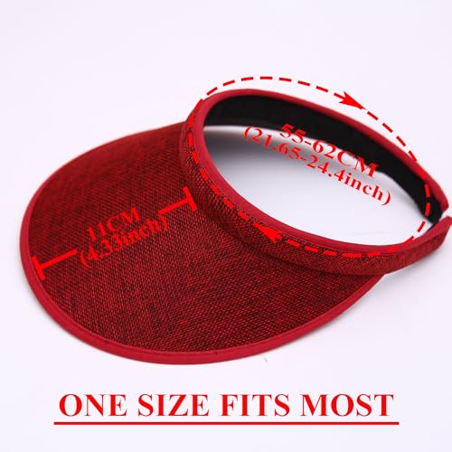 2 Pack Wide Brim Sun Visor Hats Women Men Large Clip-on Visors Hat UV Protection Outdoors Sports Golf Beach Cap - color: Wine Red+navy