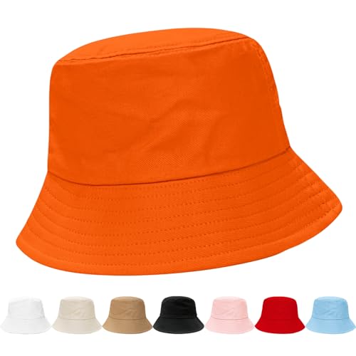 NPQQUAN Bucket Hats for Men Woman Packable Foldable Sun Hats for Women - color: Pure Orange