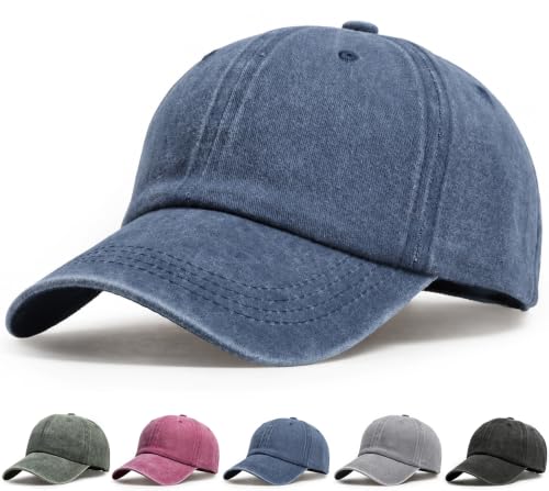 Vintage Cotton Baseball Cap Low Profile Dad Hat for Men Women - color: Navy Blue