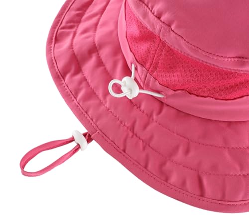 Connectyle Kids Foldable Wide Brim Sun Hat UPF 50+ Sun Protection Bucket Hats Breathable Summer Beach Hat for Boys Girls - color: Hot Pink, size: Medium