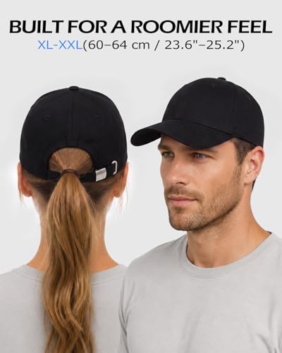 Zylioo XL XXL Big Head Baseball Cap, 100% Cotton Adjustable High Crown Hat - color: Beige