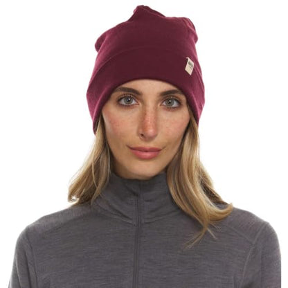100% Merino Wool Cuff Beanie - Warm Winter Hat - Novelty Beanie - Toque - color: Burgundy