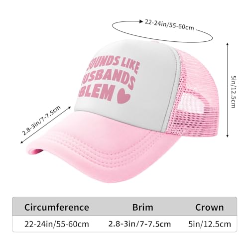 Funny Trucker Hats for Women Country Women's Trucker Hats Breathable Mesh Summer Caps Adjustable Pink Hats - color: That Sounds Like My Husbands Problem