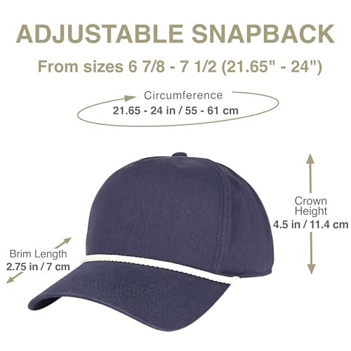 E BY ELIDAN A-Frame Trucker Hat, 5-Panel Blank Snapback - color: Navy + White Rope