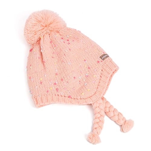 Girls Warm Knit Earflap Hat, Fleece Lined Cold-Weather Essential for Kids 1-12 Years, Unique Colorful Design, Premium Quality - color: Cotton Candy Pink, size: 4-6 Years
