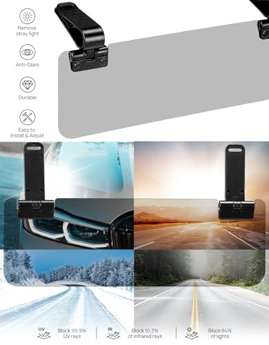 JOYTUTUS Sun Visor Extender for Cars, Polarized Sun Visor Extender Universal Sun Blocker UV400, Adjustable Visor Extension for Car Visor,Double-Clip,Anti Glare Stray Light - size: Standard Polarized