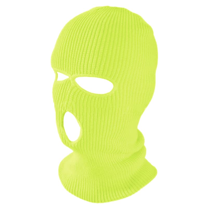 TOPTIE 3 Hole Full Face Balaclava, Double Knit Acrylic Winter Mask - color: Neon Yellow