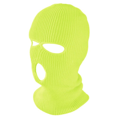 TOPTIE 3 Hole Full Face Balaclava, Double Knit Acrylic Winter Mask - color: Neon Yellow