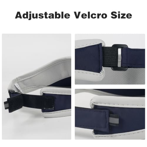 Sun Visor Caps Foldable Brim Adjustable Visor Hats for Women Men - color: Navy Blue
