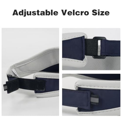 Sun Visor Caps Foldable Brim Adjustable Visor Hats for Women Men - color: Navy Blue
