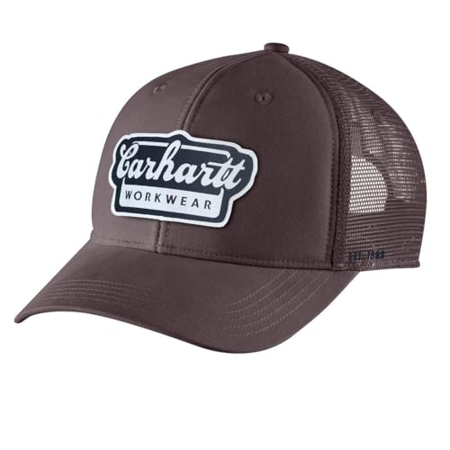 Carhartt Men's Rugged Flex Twill Mesh-Back Script Patch Cap - color: Dark Sepia
