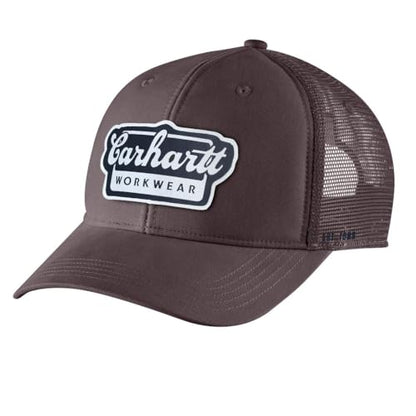Carhartt Men's Rugged Flex Twill Mesh-Back Script Patch Cap - color: Dark Sepia