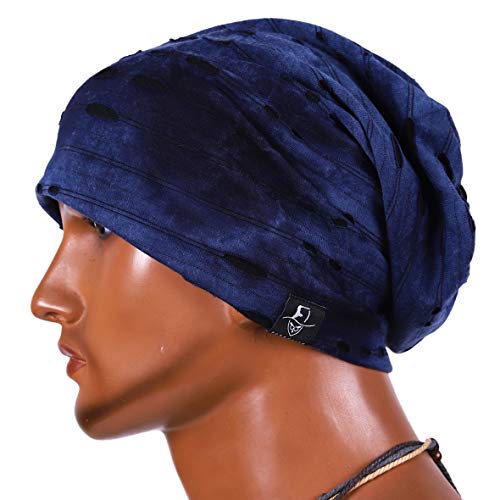 Mens Slouch Hollow Beanie Summer Skullcap B090 - color: B-blue
