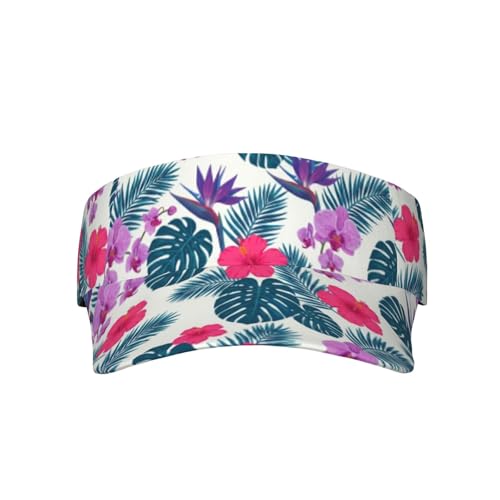 Unisex Sports Sun Visor Hats Adjustable Lightweight Packable Printed Empty Top Cap for Running Pickleball Golf Tennis - color: Hot Pink & Purple Flora