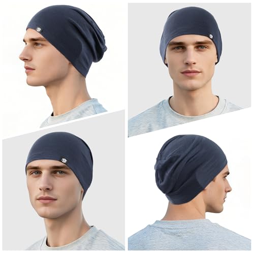 WTACTFUL 3-Pack Soft Viscose Slouchy Beanie Skull Cap for Men and Women - color: Black+green+blue