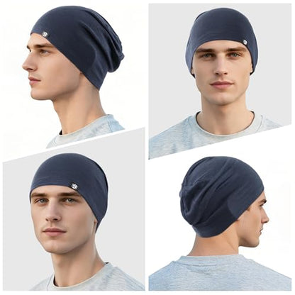 WTACTFUL 3-Pack Soft Viscose Slouchy Beanie Skull Cap for Men and Women - color: Black+green+blue