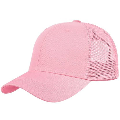 Falari Trucker Hat Baseball Cap Structured Plain Design 6 Panel, Adjustable Size - color: 1pk Pink