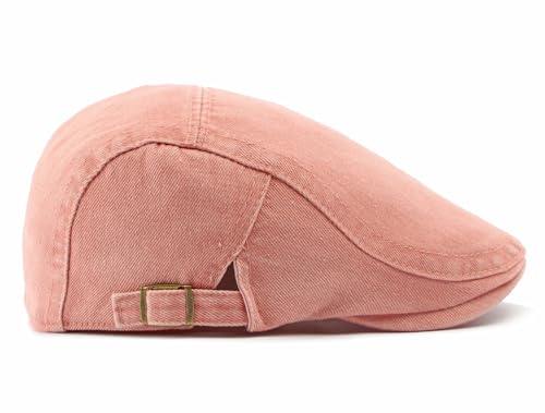 Cotton Newsboy Cap,Breathable Ivy Gatsby Cabbie Beret Hat for Men's Women Driving Hunting Golf - color: Denim Pink