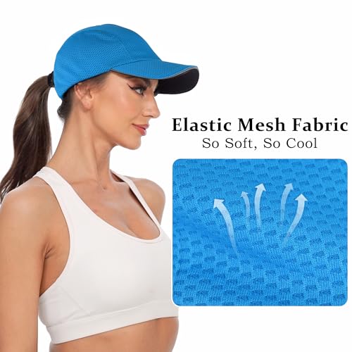 GADIEMKENSD Women's Race Day Running Cap Performance Mesh Hat - Excellent Ventilation, Lightweight, Reflective Safety - color: Blue