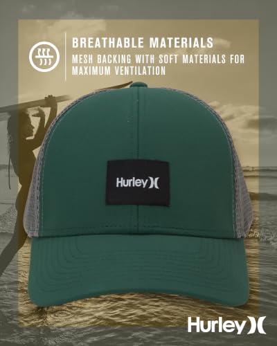 Hurley Mens Trucker Hat Fairway Mesh Trucker Hat, Quick Dry Snapback - color: Twilight Marsh