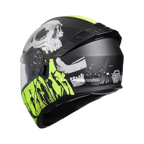KYPARA Motorcycle Dual Visor Flip up Modular Full Face Helmet with DOT Certification of Impressionism - color: Pestilence