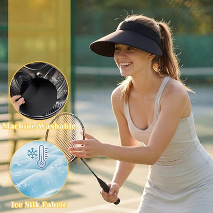 Shyyween 3 Pcs Sun Visor Women - color: Black,white,grey, style: Seamless