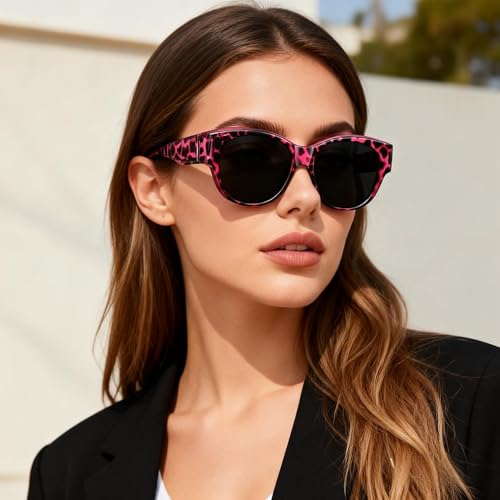 Wzerry Polarized Fit Over Glasses Sunglasses for Women Cat Eye UV400 - color: B08 Lblack/Grey+purple Tortoise/Grey