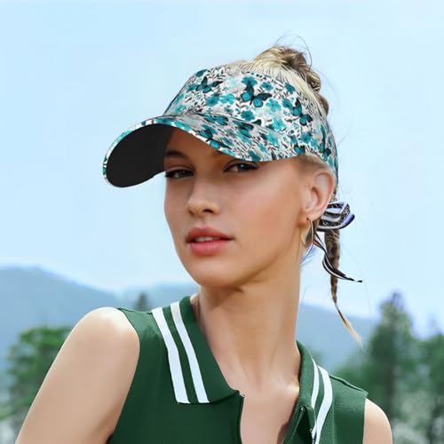 Unisex Adjustable Sports Sun Visor - color: Butterflies