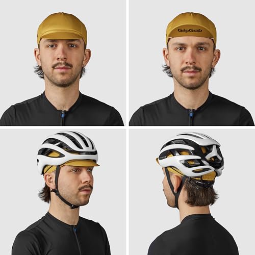 GripGrab Summer Cycling Cap - UV Protection Under-Helmet Bicycle Visor Hat - color: Mustard Yellow, size: Small-Medium