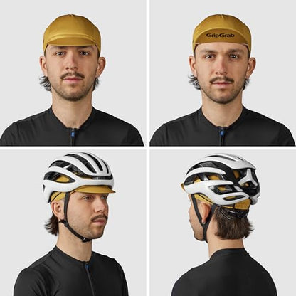 GripGrab Summer Cycling Cap - UV Protection Under-Helmet Bicycle Visor Hat - color: Mustard Yellow, size: Small-Medium