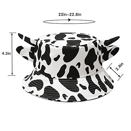 Unisex Bucket Hat Summer UPF 50+ Sun Protection Outdoor Beach Fishing Travel Hiking Hat - color: Cow Print Horns and Ears