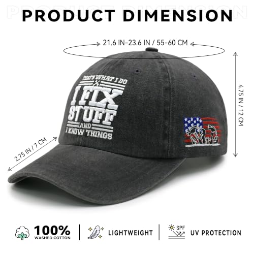 3D Raised Embroidery Baseball Cap, Soft Washed Cotton Curved Brim Hat, Adjustable Slide Buckle Sun Visor Hat for Men dad - color: Black