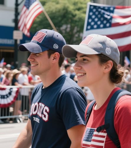 2-Pack USA Flag Hats for Men Baseball American Flag Hats for Men USA Cap USA Tactical Washed for Women - color: Grey+nany