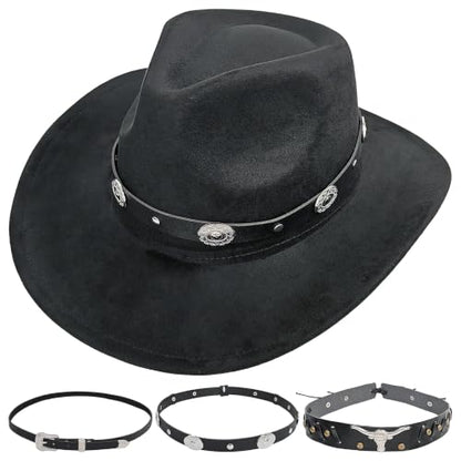 Western Cowboy Hat for Women, Shapeable Wide Brim Classic Cowgirl Hat - color: Color 1