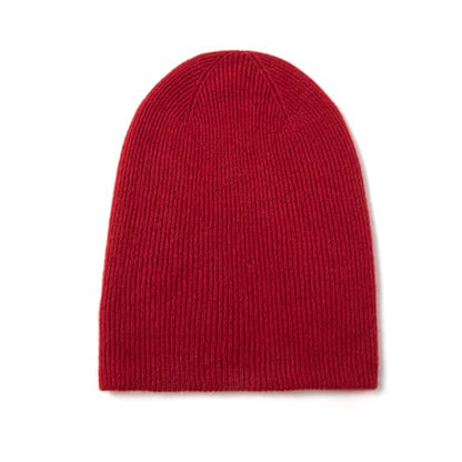 100% Pure Cashmere Double-Layered Beanie Hat for Women & Men, Winter Warm Soft Unisex Ribbed Skull Cap Hat