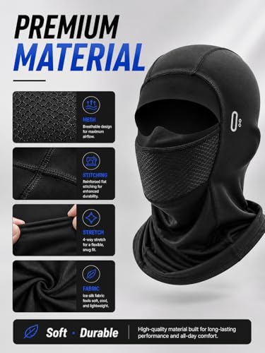 Cooling Breathable Balaclava Face Mask Men Black
