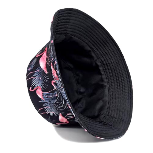 Quanhaigou Bucket Hats Unisex Summer Travel Beach Fisherman Cap for Men Women Teens - color: Flamingo Leaf