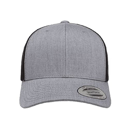 Yupoong Classic Mesh 6 Panel Retro Trucker Cap | Mid Profile Snapback - color: Heather/Black