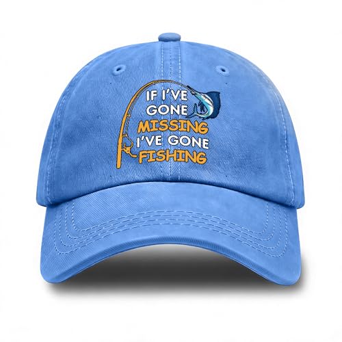 Fishing Adjustable Cotton Baseball Cap, Funny Trucker Hat Gift for Men Women Grandpa Dad Fishing Lover Fisherman - color: Blue