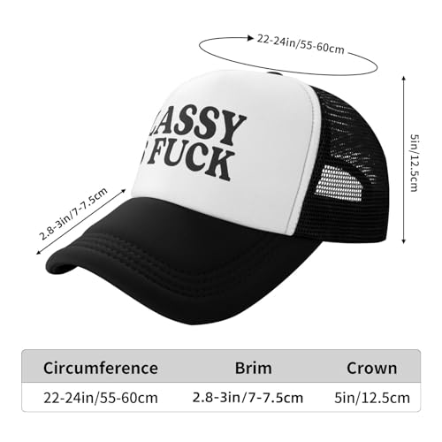 Funny Trucker Hats for Women Country Women's Trucker Hats Breathable Mesh Summer Caps Adjustable Pink Hats - color: Classy as Fuck-black