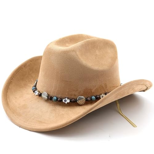 Lifup Western Cowboy Hat for Women Men Cowgirl Fedora Hat - color: Khaki