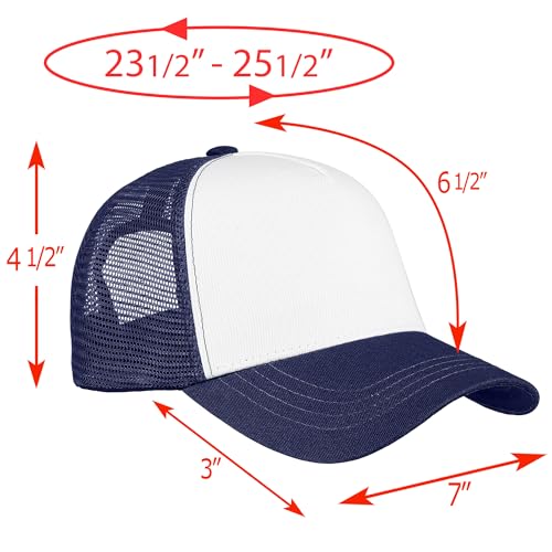 Falari 5-Panel Mesh Baseball Cap, Trucker Hat, Structured Plain Design, Cotton, Adjustable Size - color: 1pk Navy