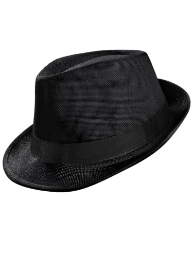 BABEYOND Men's 1920s Short Brim Trilby Fedora Hat - color: A-black