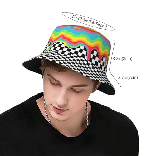 Bucket Hat for Men Women Packable Sun Hats Fisherman Outdoor Summer Travel Hiking Beach Caps - color: Checkered