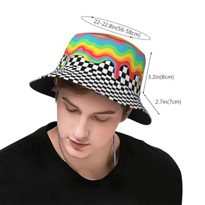 Bucket Hat for Men Women Packable Sun Hats Fisherman Outdoor Summer Travel Hiking Beach Caps - color: Checkered