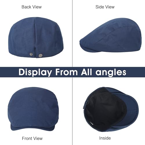 2Pcs Men's Newsboy Cap Cotton Flat Ivy Gatsby Driving Hat - color: 2b3-armygreen+navy
